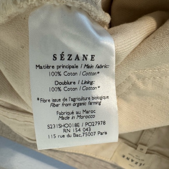 Sezane Niels Ecru Denim Cuffed Shorts Button Fly Relaxed Luxe Size 40 US 8 - Picture 10 of 12